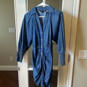 Veronica Beard denim shirt dress. Iconic rouching,zipper,snaps are pearled.🍀🍀